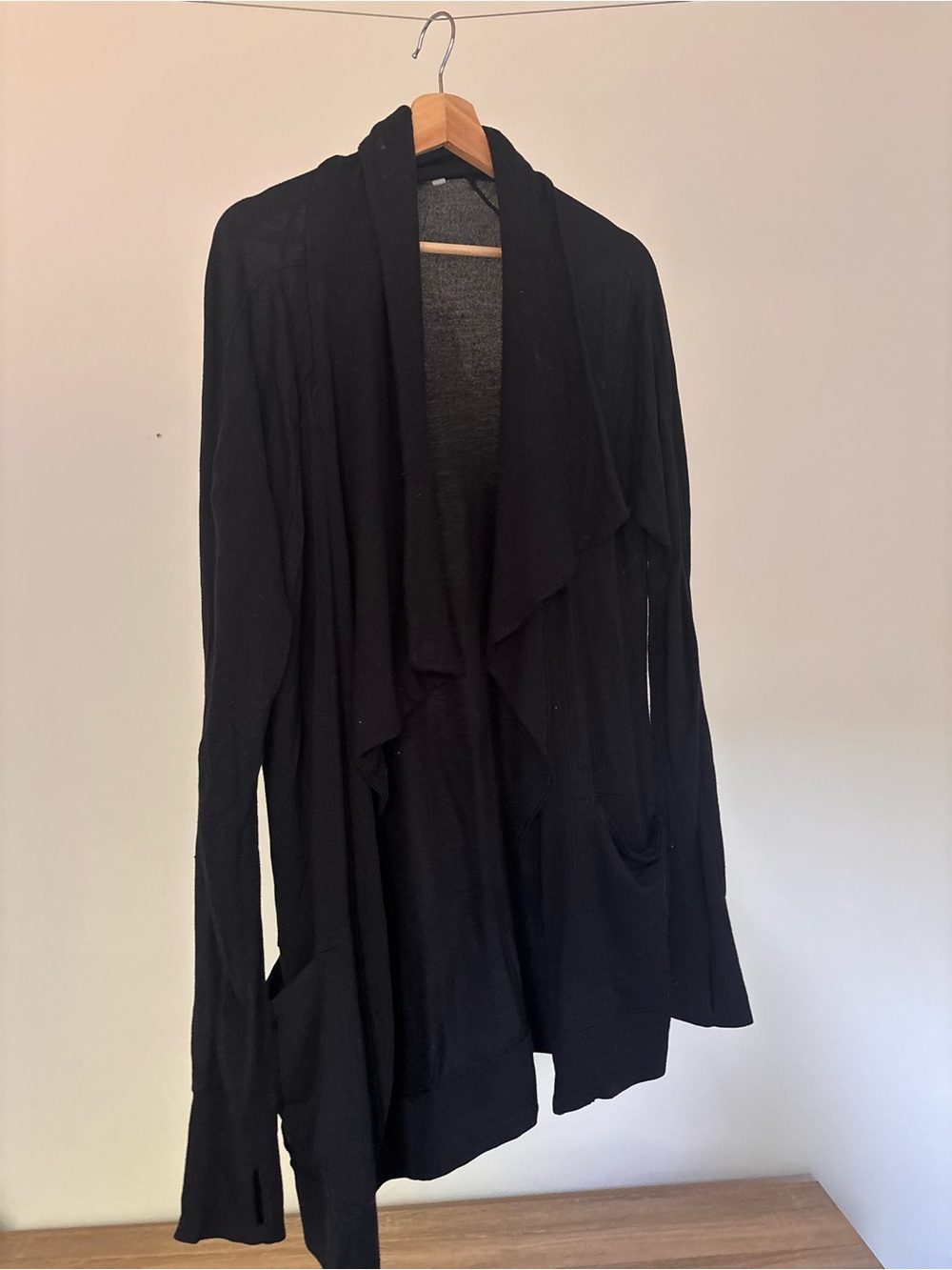 Athleta Black Open-Front Draped Cardigan